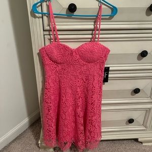 NWT Lulus So Into You Hot Pink Bustier Skater Dress